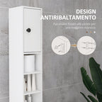 kleankin Bathroom Cabinet with Drawer, 2 Cabinets and 4 Open Shelves, Wooden, 20x20x180 cm, White