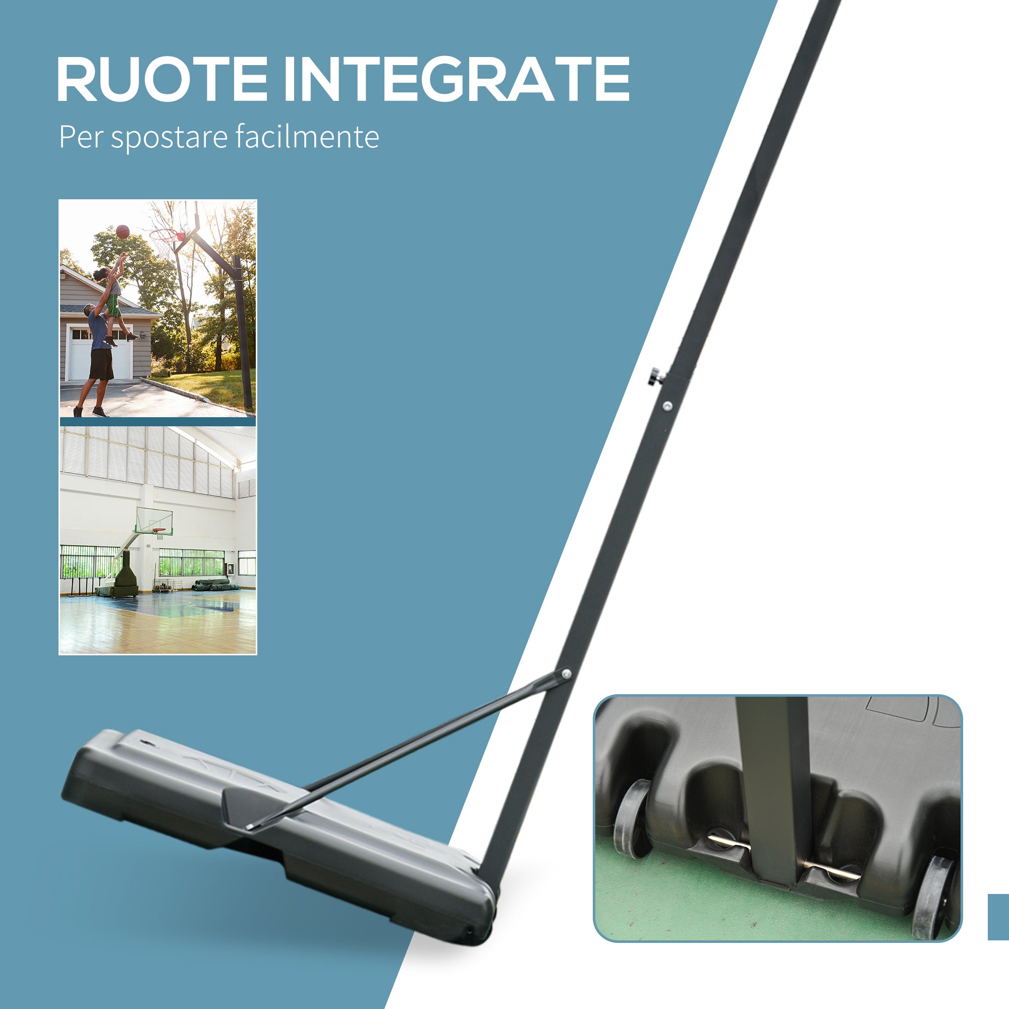 Basketball Hoop for Adults with Adjustable Height (302-352cm), Steel Frame, PE and PVC, Black