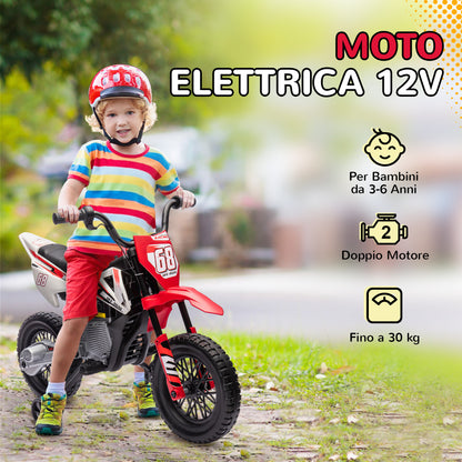 AIYAPLAY Electric Motorcycle for Children with Wheels and Charge Indicator, in PP and Metal, 107x56x70 cm, Red