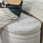 Teddy Fabric Bed End Bench with Storage Compartment, 116x41x40.5cm, Light Grey