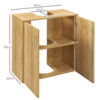 Bathroom Cabinet with 2 Doors and 2 Wooden Shelves, Natural Color