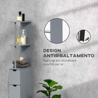 HOMCOM Bathroom Cabinet with Open Shelves and Drawers, Wooden, 15x33x136.8 cm, Grey