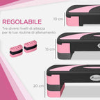 HOMCOM 3-Height Adjustable Aerobic Stepper, Plastic, 80x31x10/15/20 cm, Pink