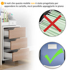 MDF Chest of Drawers with 3 Drawers and Wheels for Office or Study, White and Wood, 40x50x57.5cm