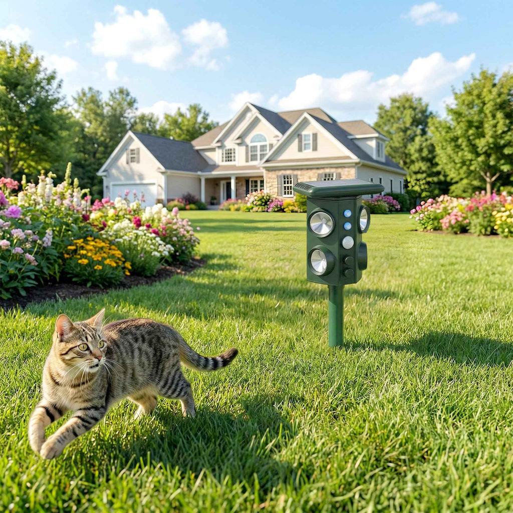 Outsunny Solar Ultrasonic Cat Repellent with 5 Modes, PIR Sensor and LED Flash