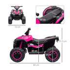 Electric Quad for Children 12V, 2 Speeds, Wide Wheels with Suspension and LED Headlights, Age 3-5 Years, Pink