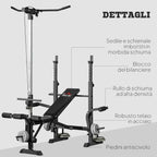 HOMCOM Fitness Bench with Leg Press, Squat Rack and Leg Extension, Steel and PU, 180x134x200 cm, Black and Silver