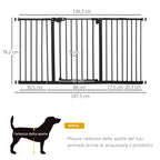 Dog Gate for Pets 3 Extensions Adjustable Width Up to 147.5cm Automatic Closing, Black - Borge' Group Limited