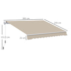 Outsunny 4x2.5m Hand-Cranked Roller Awning with Waterproof Cover, Metal and Aluminum, Beige