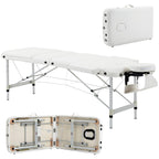 Portable Folding Professional Massage Table in White Aluminum 215x81x61-84cm