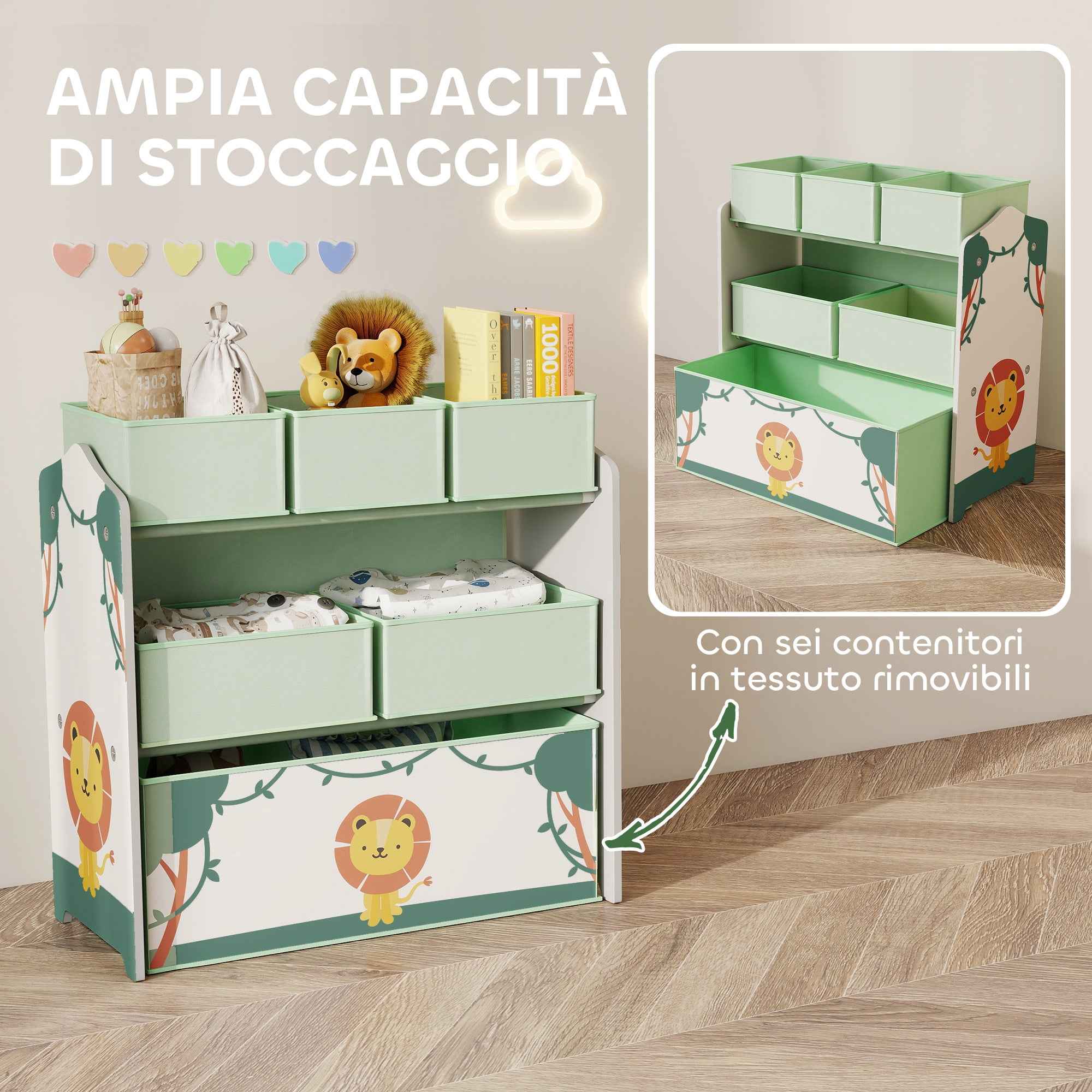 Children's Toy Storage Shelf, 3-Tier, Green