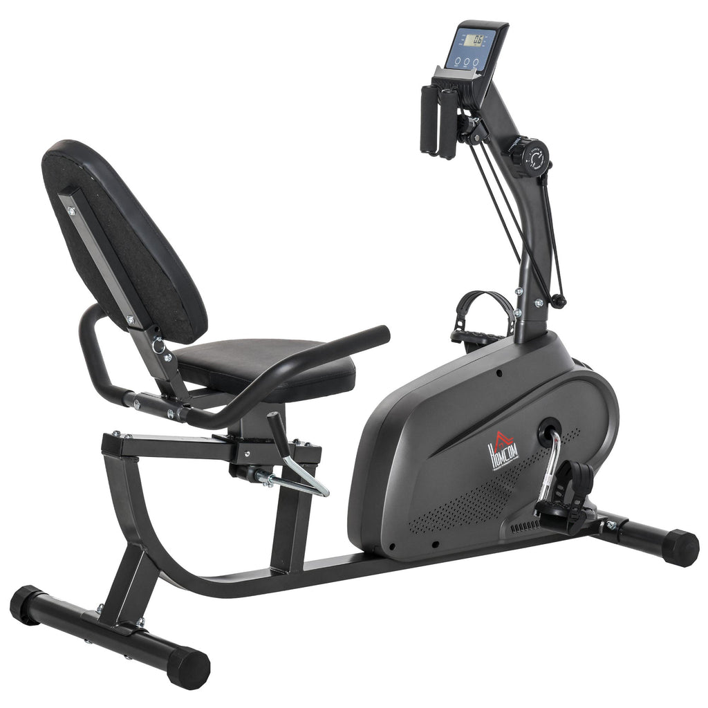Magnetic Recumbent Exercise Bike with 8 Resistance Levels, LCD Display, Adjustable Seat and Arm Bands