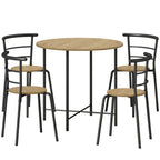 Round Dining Table Set with 4 Space-Saving Chairs in Wood and Metal, Industrial Style
