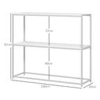 Console Table for Entrance Hall with Open Shelf, in Steel and Chipboard, 100x30x87 cm, White - Borgè