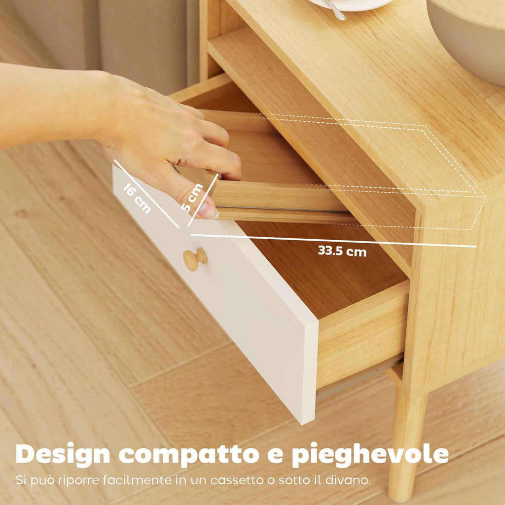 HOMCOM Bamboo Sofa Armrest Tray, Flexible Sofa Mat with Tray, Wood Color