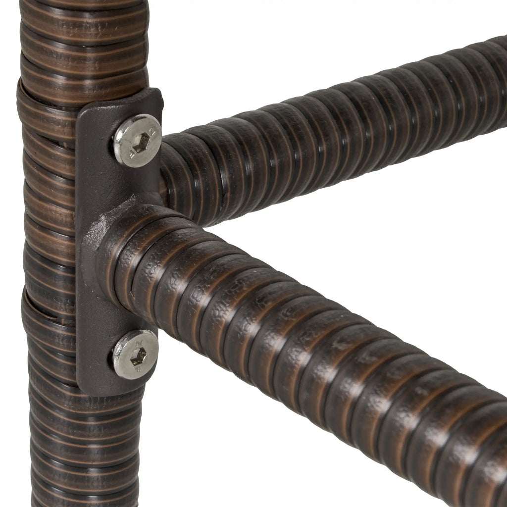 BUDAPEST |  5 Piece Garden Table and 4 High Chairs Set in Synthetic Rattan with Ice Bucket, Brown - Borge' Group Limited