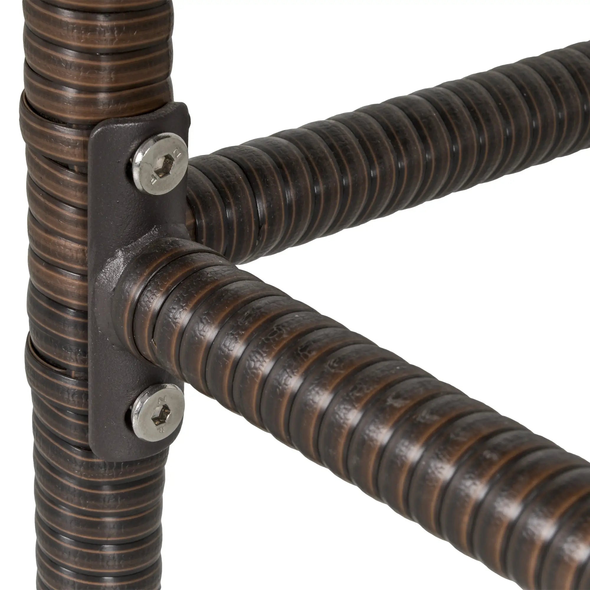 BUDAPEST |  5 Piece Garden Table and 4 High Chairs Set in Synthetic Rattan with Ice Bucket, Brown - Borge' Group Limited