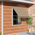 180x70cm Drop-Down Awning with Roller Blind and Adjustable Angle 0-120°, Beige