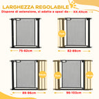 PawHut Extendable Pressure Dog Gate with Automatic Closing, in Steel and ABS, 75-103x76 cm, Black - Borgè