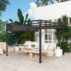 Gazebo Pergola Retractable 3x3 m with Roller Blind and Drainage Holes, in Steel and Polyester Dark Grey