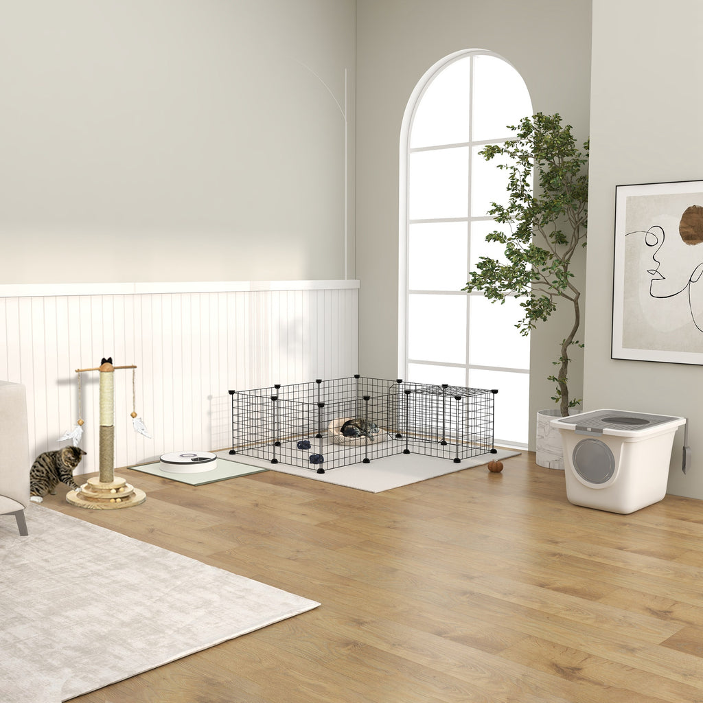 Metal Playpen for Small Pets with 36 Metal Panels to Assemble in Your Preferred Shape and Configuration and with Door
