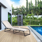 Outsunny Steel and Breathable Fabric Sun Lounger with Reclining Backrest, 197x58x30 cm