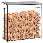 Outdoor Metal Wood Shed with Polycarbonate Roof, 2100kg Capacity, 185x67x185, Black