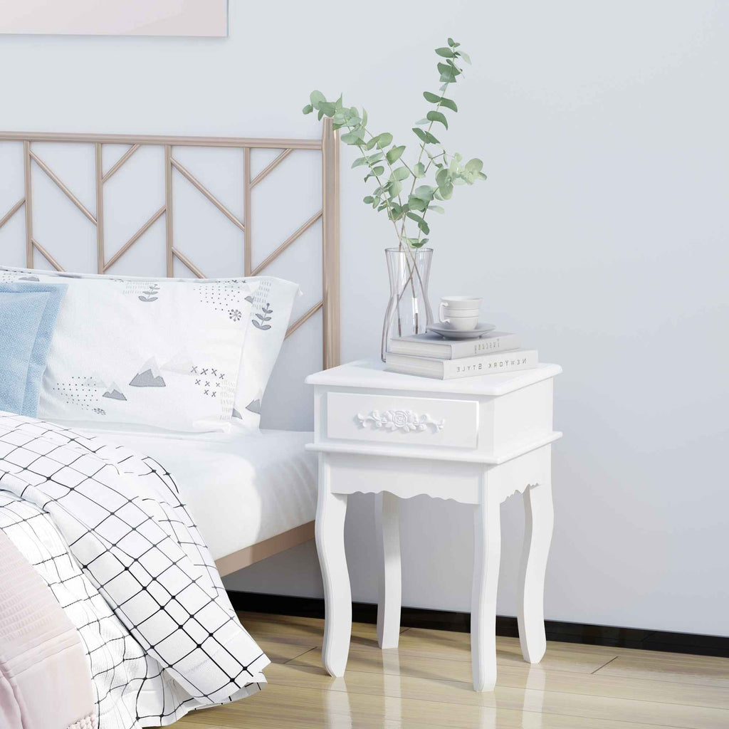 HOMCOM Modern Bedside Table with Drawer Multipurpose Wooden Cabinet