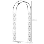 Rose Arch and Support for Climbing Plants in Metal, 114x30x230cm, Black - Borgè