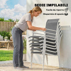 Outsunny 7-Piece Garden Set: Rectangular Table and 6 Stackable Chairs