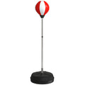 Height-Adjustable Floor Punching Ball with Gloves and Fillable Base, 43x43x126-144 cm, Red and White