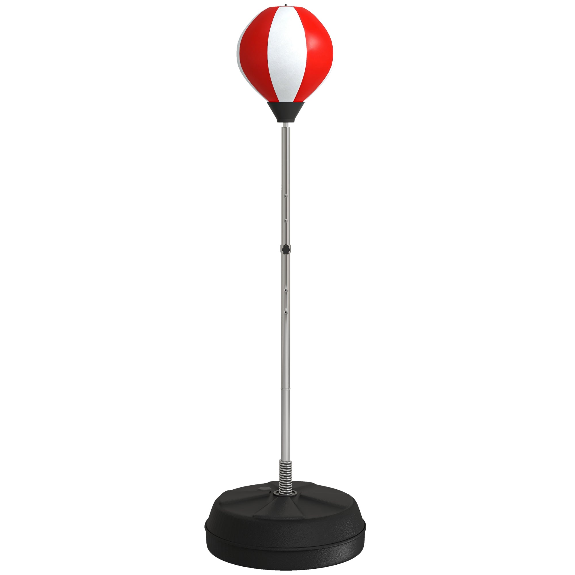 Height-Adjustable Floor Punching Ball with Gloves and Fillable Base, 43x43x126-144 cm, Red and White