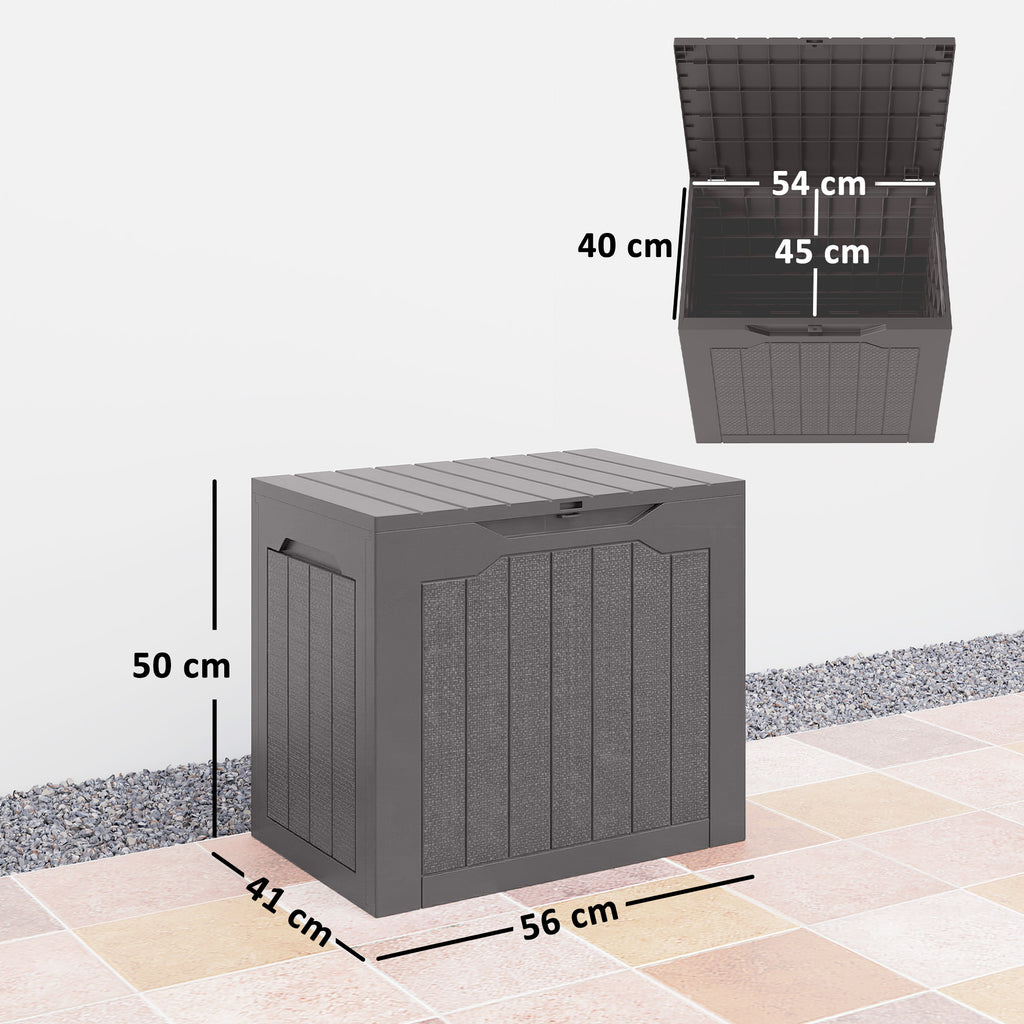 Outsunny Garden Storage Chest with Handles, Waterproof Tool Container, 56x41x50 cm, Brown