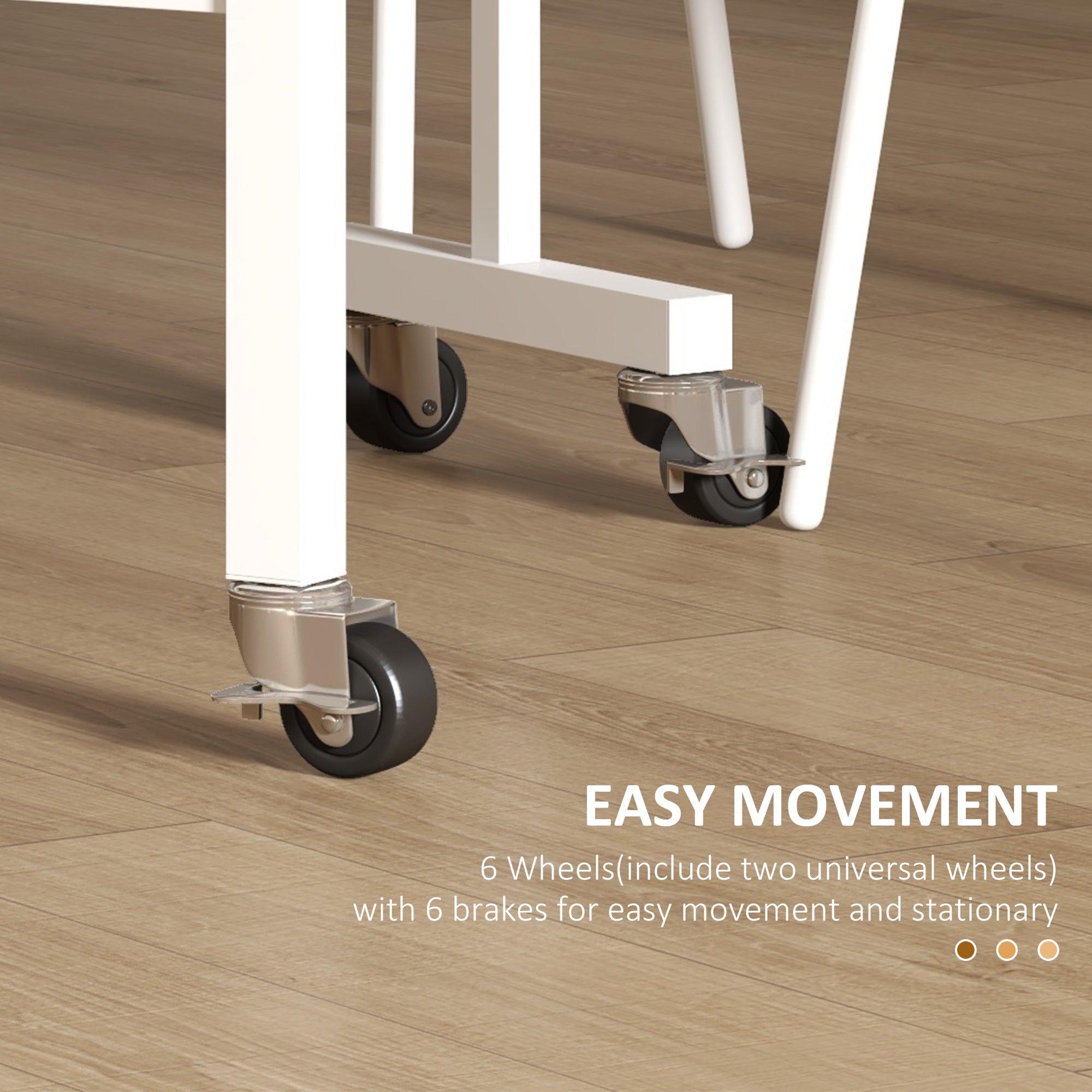 HOMCOM Modern Folding Table with 2 Leafs with Casters in MDF and Steel, 120x80x73cm, Brown - Borgè