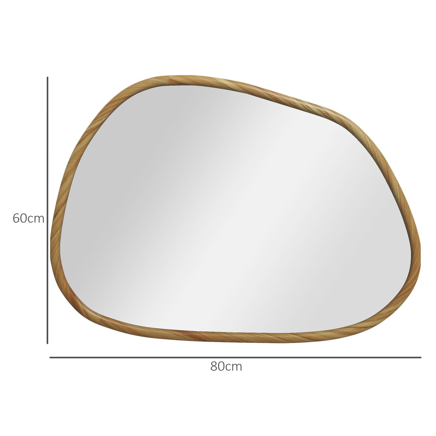 HOMCOM Modern Wall Mirror with Irregular Edges and Wooden Frame for Bedroom and Entrance, 80x60 cm - Borgè