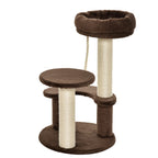 3-Tier Cat Scratching Tree with Plush Bed and Sisal Poles, Ø40x65 cm, Brown