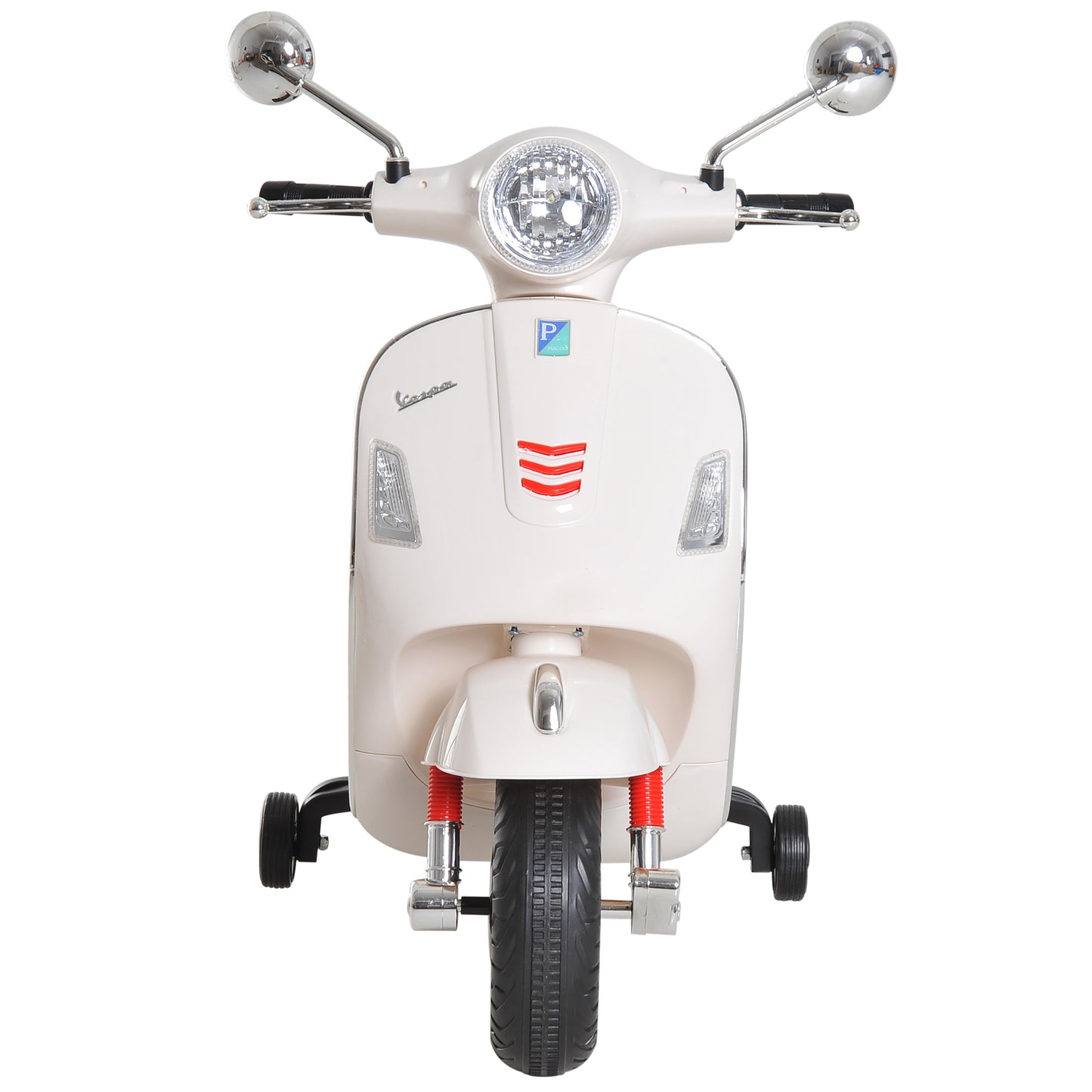 Electric Motorcycle for Children, Vespa Design, 6V Battery with Sounds and Lights, Age 3-6 Years, White