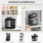 Space-Saving Kitchen Sideboard with 2 Cabinets and 2 Pull-Out Wooden Shelves, 84x39x109 cm, White