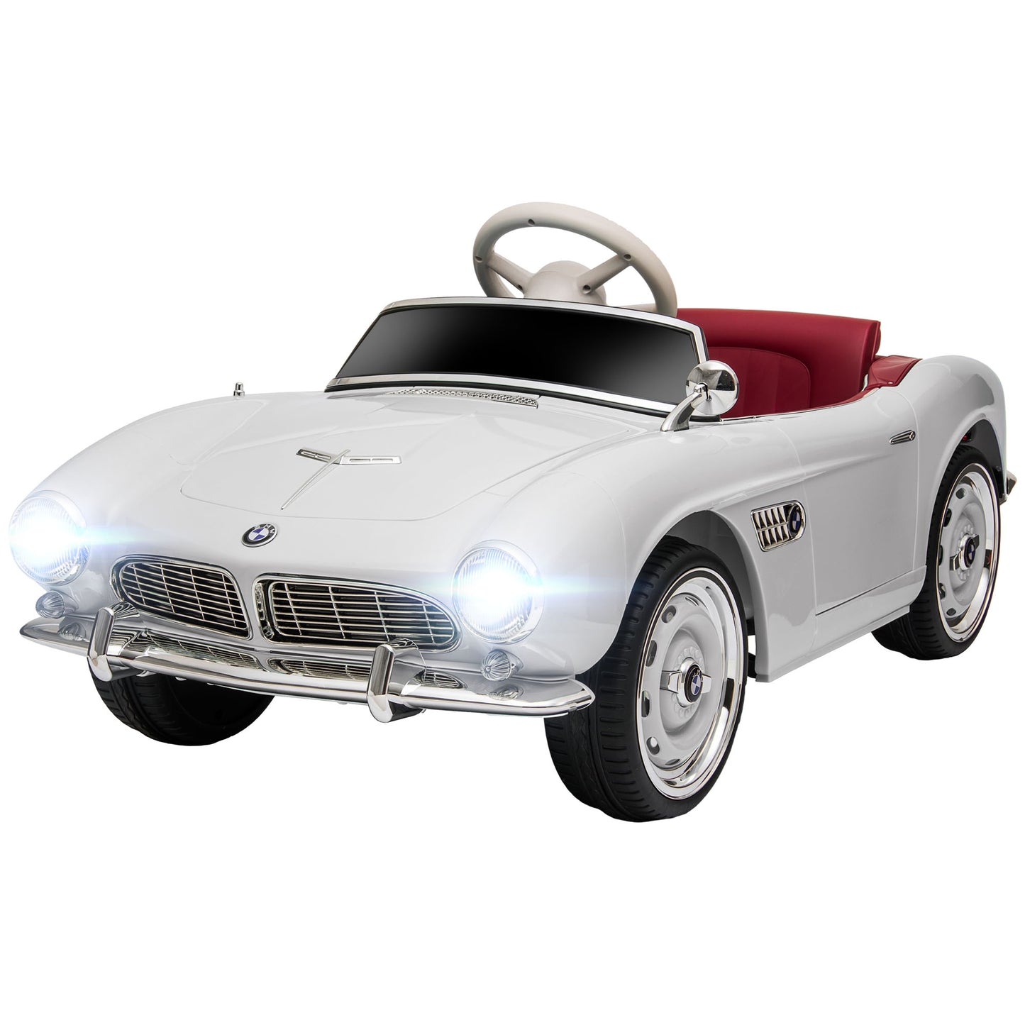 Homcom 2 -door children's electric machine with BMW 507 license, with clacson and remote control, 115x55x47 cm, white - Borgè