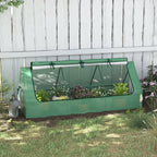 Small Greenhouse with 2 Side Windows and Central Window, in Steel, PE and PP, 240x90x90 cm, Green