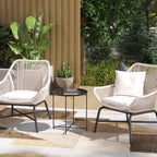Garden Coffee Table with Removable Tray and Folding Steel Legs, Ø46x50 cm, Black