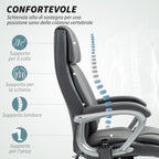 6-Point Massage Office Chair with Reclining Function, PU Leather and Steel, 66x72x113-121 cm, Carbon Grey