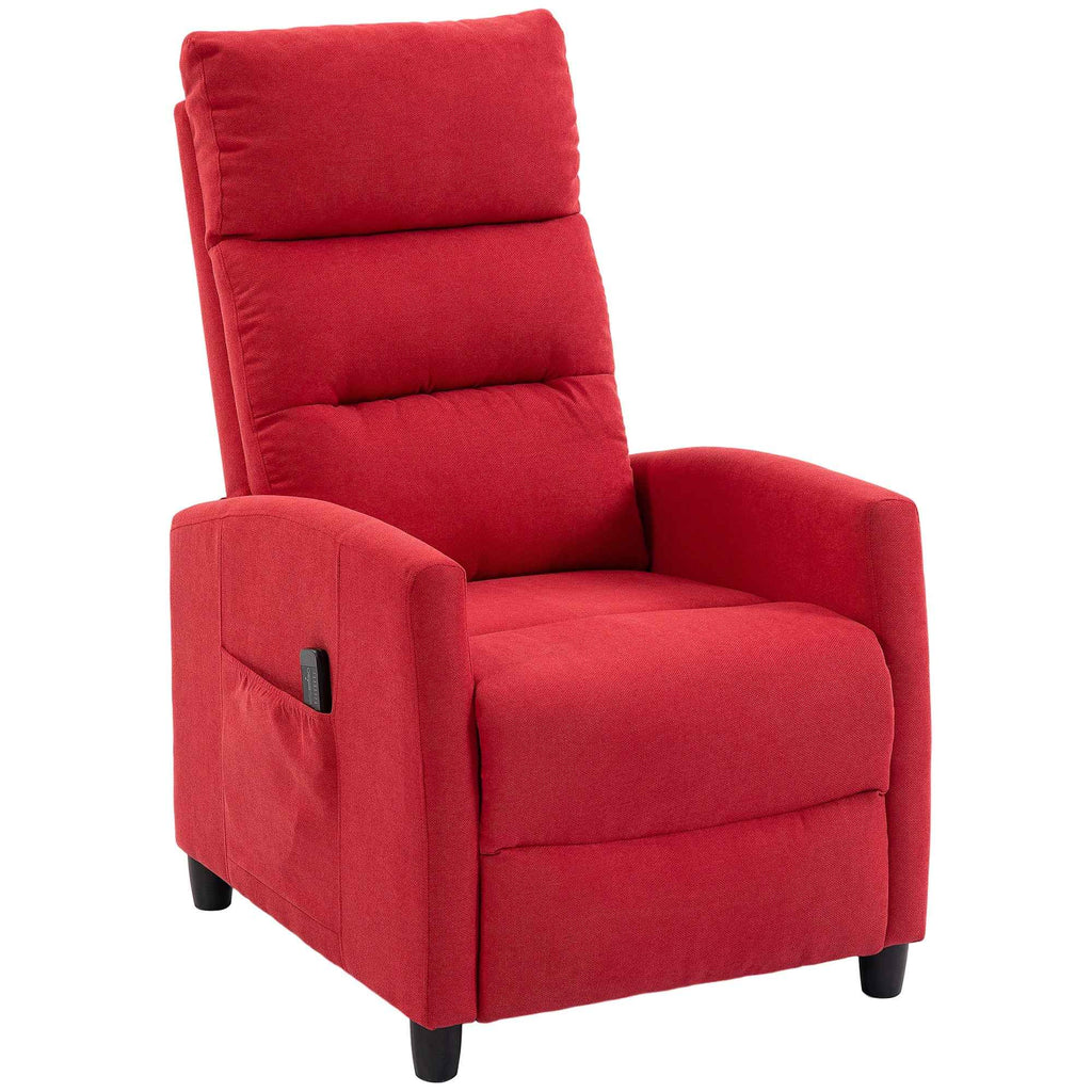 HOMCOM 160° Reclining Massage Chair with Footrest and Remote Control, 66x91x108 cm, in Wine Red Chenille