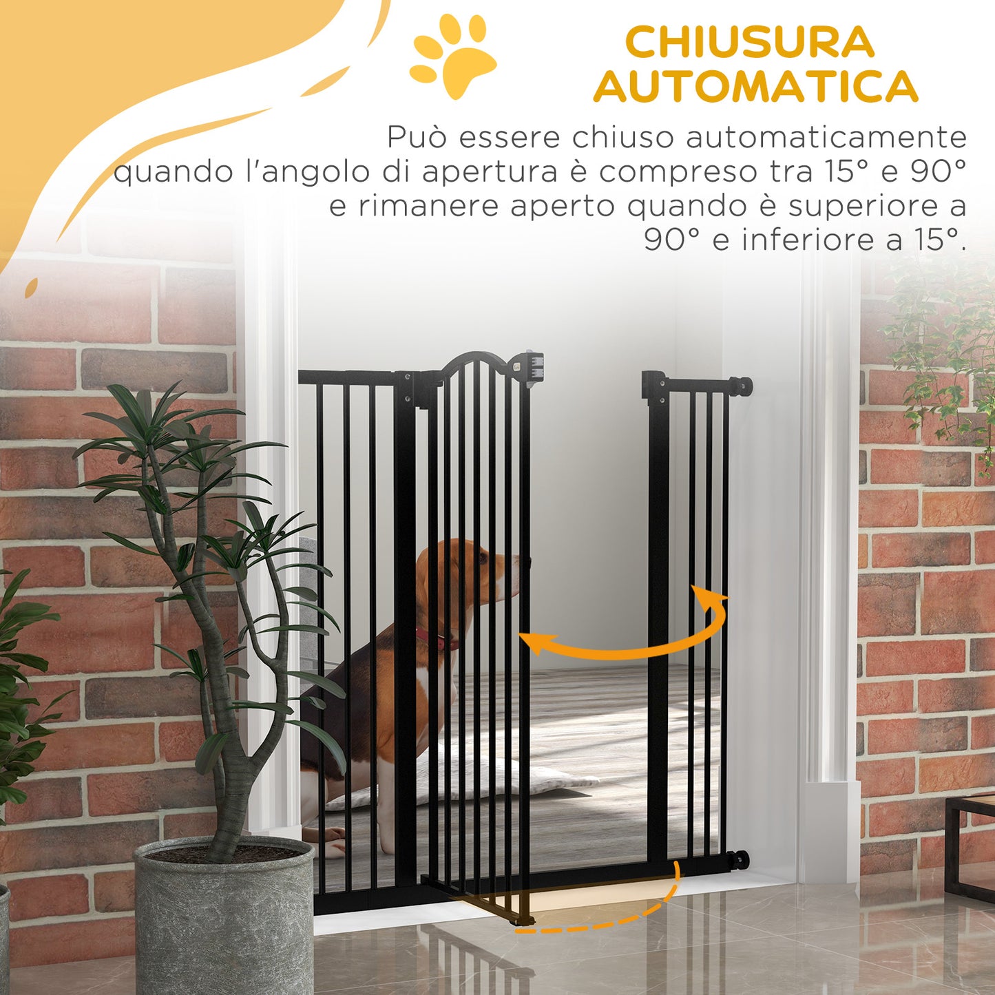 PawHut Extendable Dog Gate Without Screws Adjustable from 74-100 cm in Metal, Black - Borgè