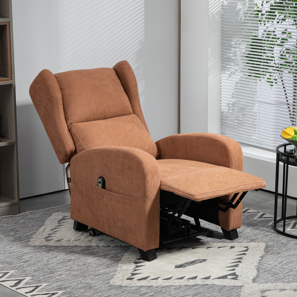 Velvet Lift Relax Chair with 160° Reclining Backrest with Remote Control, Dark Brown