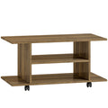 HOMCOM Modern TV Stand with Shelves, Swivel Wheels and Brakes, 80x40x40 cm, Walnut Color