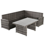 3-Piece Garden Lounge Set with 2 Outdoor Sofas and 1 Garden Table in Grey Synthetic Rattan