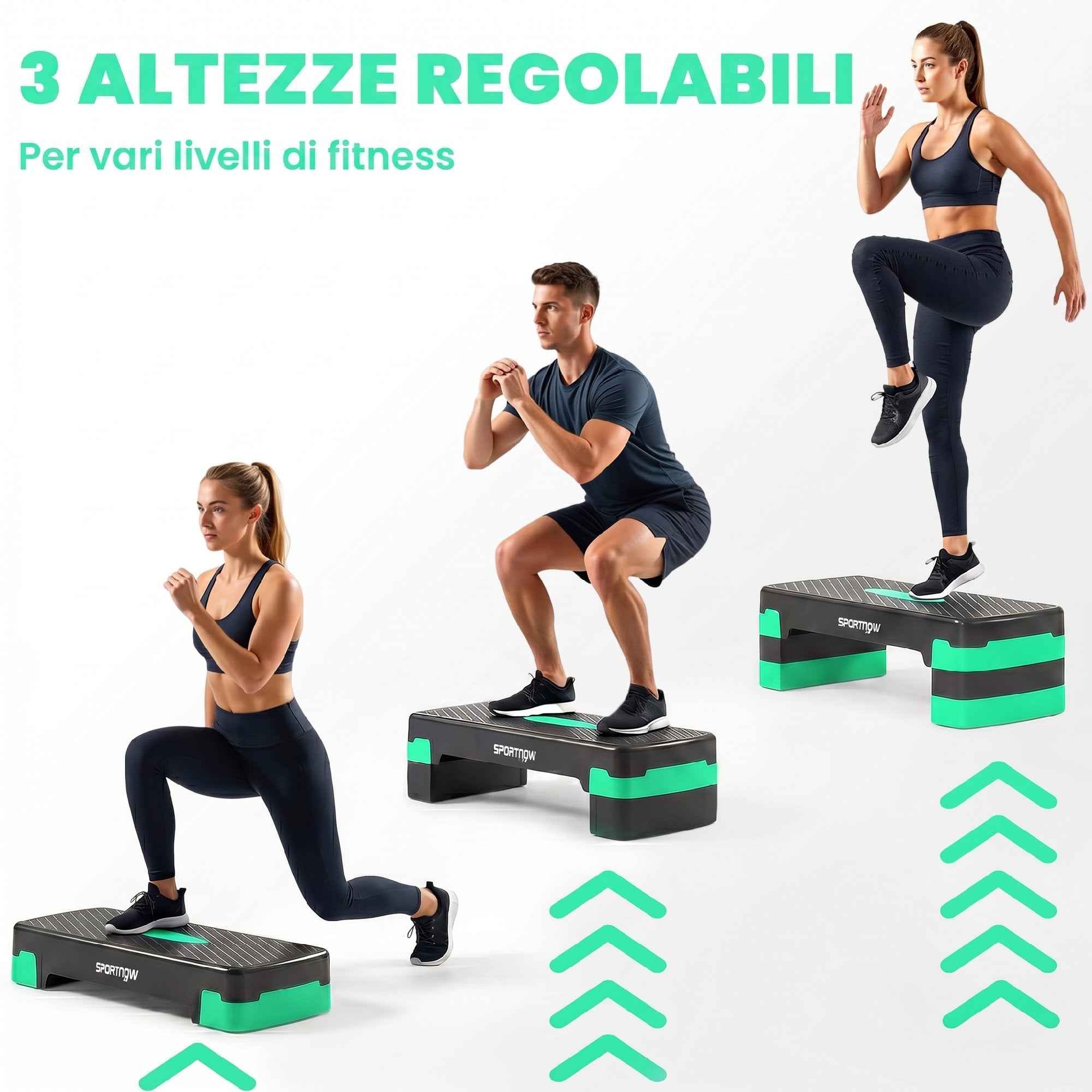 SPORTNOW Adjustable Aerobic Stepper, Height 10/15/20cm with Riser