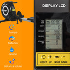 Folding Magnetic Rowing Machine for Home Training, 8-Level Adjustable Flywheel and LCD Monitor, 185x58x57cm, Black - Borge' Group Limited