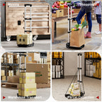 Folding Luggage Cart, 40 kg, with 2 Straps, Telescopic Handle, Aluminum and Plastic, Black